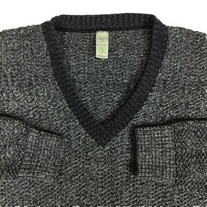 Vintage 80s Sweater Heather Gray Knit V Neck Mens M Loose Fit 46" Made In USA